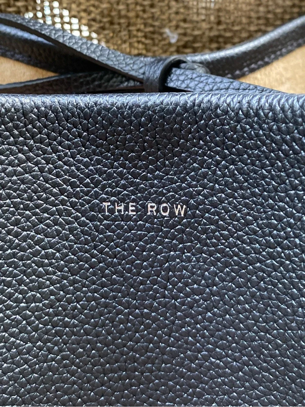 The Row N/S Park Medium Tote in Black Grained Calfskin with Tan Suede Interior